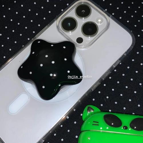 韓系小眾趣味星星波點(diǎn)磁吸手機(jī)支架五角星造型手機(jī)座懶人支架diy